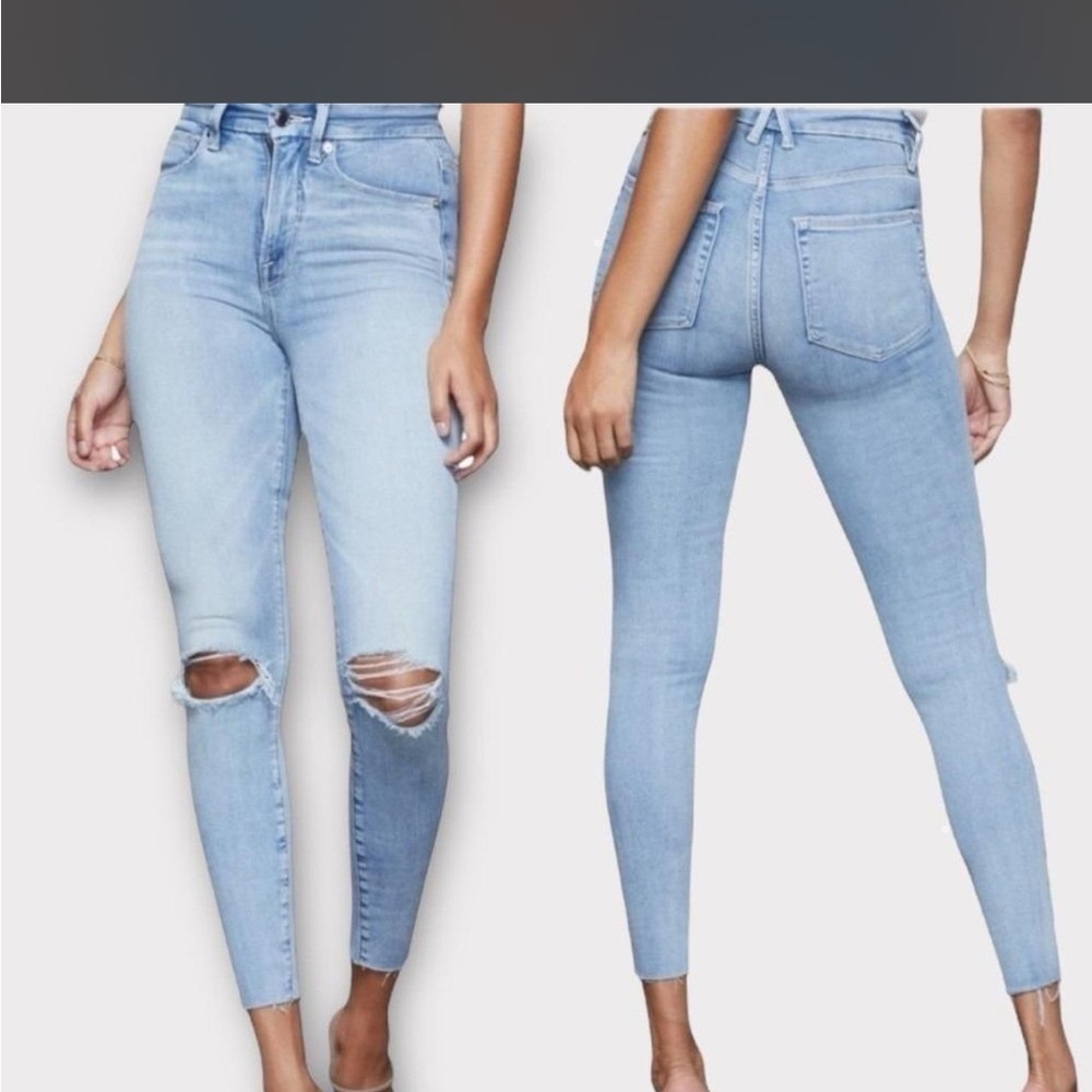 Good American Light Blue Ripped Skinny Jeans